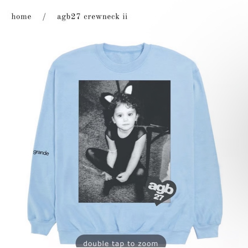 Ariana Grande Light Blue Crewneck Limited Edition 27th Birthday Merch
